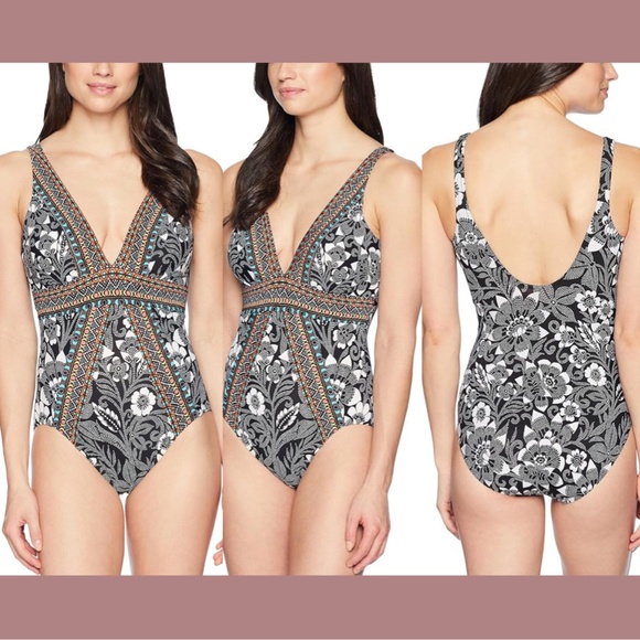 NWT Miraclesuit‎ [ 16 US ] Delta Dawn Sojourn One Piece Swimsuit Black White - Picture 2 of 13